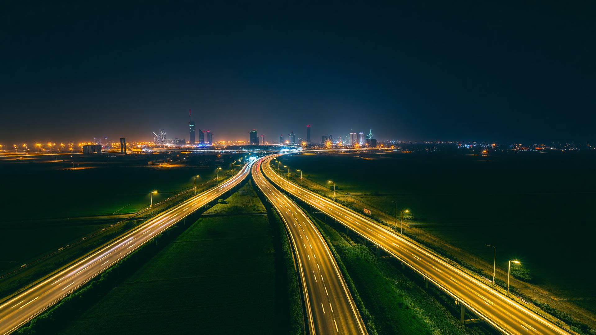 Dholera expressway at night